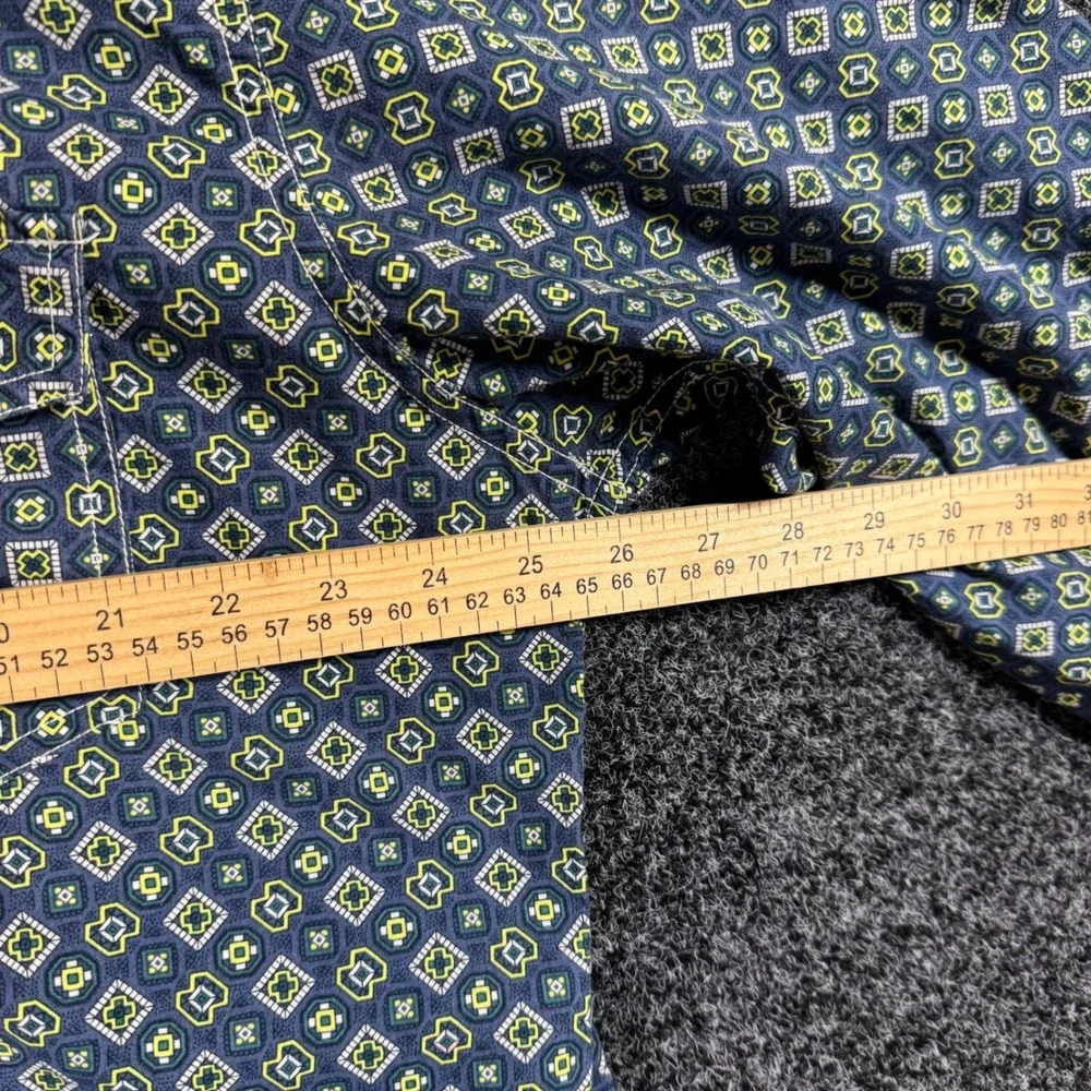 CINCH MODERN FIT Mens Blue Geometric Print Long Sleeve Snap Shirt XXL - Picture 5 of 6